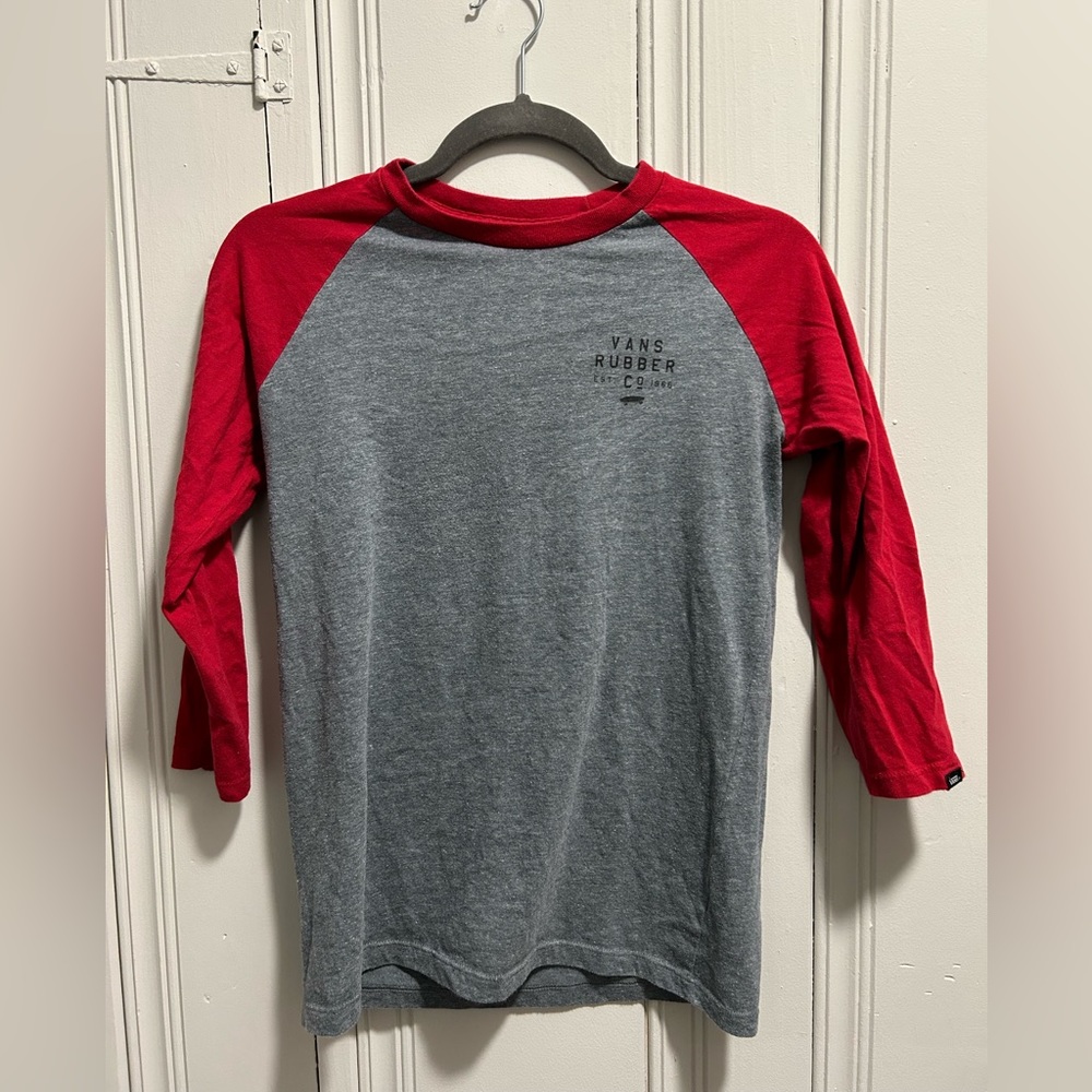 Vans Red and Pewter Baseball Tee